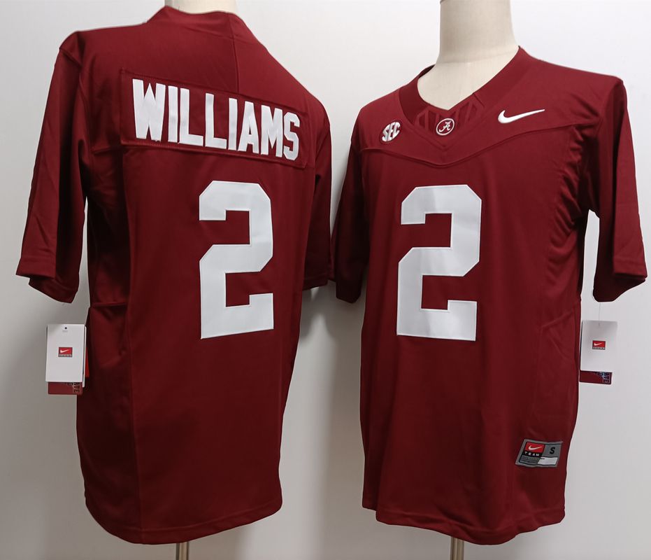 Men Alabama Crimson Tide #2 Williams Red Nike 2025 NCAA Jersey->ncaa teams->NCAA Jersey
